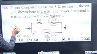 Power dissipated across the 8 W resistor in the circuit shown here is 2 watt The power dissipated [upl. by Aubin]