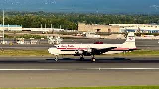 66 years old DC6B of Everts Air Fuel just landed rwy 33 in PANC  Anchorage AK [upl. by Marybelle]