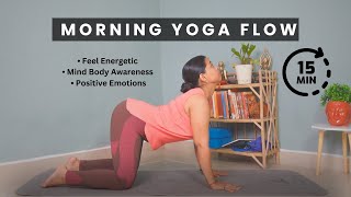 15 Minutes Morning Yoga Flow  Stretching And Strengthening  Feel Energetic And Ready For The Day [upl. by Elmira]