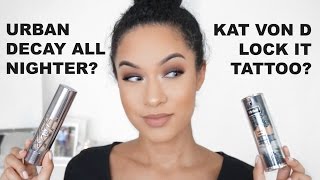 Urban Decay All Nighter vs Kat Von D Lock It Tattoo  Foundation Comparison [upl. by Bryner]