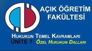 AÖF Dersleri Hukukun Temel Kavramları  Ünite 7 Özel Hukukun Dalları [upl. by Alyos971]