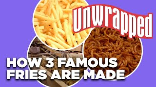 How 3 Famous Fries Are Made UNWRAPPED THROWBACK  Unwrapped  Food Network [upl. by Anoid]