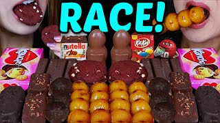 ASMR LEFTOVER DESSERT RACE DANGO MOCHI CHOCOLATE CAKE BALLS KITKAT ICE CREAM NUTELLA KINDER 먹방 [upl. by Moriah932]