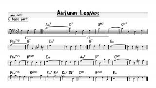 Autumn Leaves E minor version  Play along  C bass version [upl. by Bekelja]