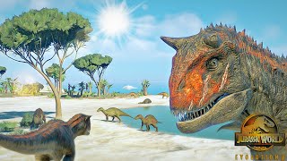 3 Carnotaurus brothers hunting pack of Iguanodon  Jurassic world evolution 2 4k [upl. by Phillip135]