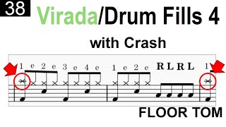 Aula de Bateria  Virada 4 SURDO com Crash [upl. by Phillie894]