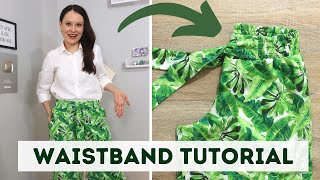 HOW TO SEW a partial flat front waistband with ties [upl. by Wolcott255]