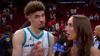 LaMelo Ball gives a shoutout to LaVar Ball before his interview 🤣  NBA on ESPN [upl. by Nefets]