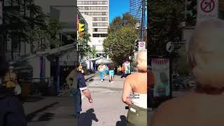 Crossing West Georgia on Burrard 🇨🇦 yvr downtownvancouver downtown vancouver shorts [upl. by Hoffmann]