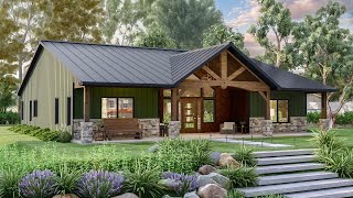 Barndominium Style House Plan 135143GRA Virtual Tour [upl. by Mcdade]