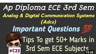 AP DIPLOMA C23 ECE BRANCH ANALOG AND DIGITAL COMMUNICATION SYSTEMS IMPORTANT QUESTIONS [upl. by Mailliw]