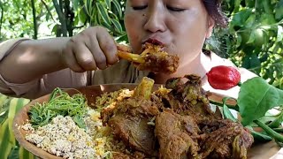 Eating Full plate of delicious mutton curry with fresh king chilli  northeast naga mukbang [upl. by Amehsat]