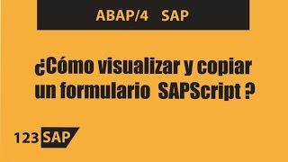 ¿Cómo visualizar y copiar un formulario SAPScript [upl. by Ayadahs566]