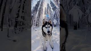 Alaskan Husky In Snow Forest Alaskan husky husky animal wildlife dogs dog breed ai [upl. by Adnilemre]