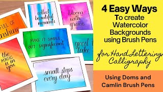 Water Color Background Using Doms and Camlin Brush Pens  4 easy ways  Calligraphy for Beginners [upl. by Muhan]