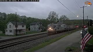 Amtrak 142 leads AMTRK 30 in West Newton PA [upl. by Schultz]