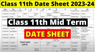 class 11 mid term date sheet 202324  cbse mid term date sheet 2023  cbse date sheet 202324 [upl. by Morry]