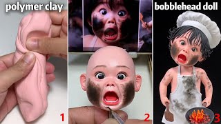 DIY Clay Girl Doll Surprised Chef with a Burnt Dish – Polymer Clay Tutorial [upl. by Ruberta]