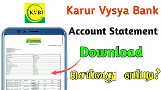 KVB Bank Statement Download in Tamil  Download KVB Account Statement Online  TMM Tamilan [upl. by Dempstor731]