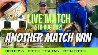 LIVE MATCH FISHING  Match win  Albans Lakes 15th Aug 2021 openmatch bencossmatchfishing [upl. by Auqinihs]