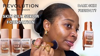 NEW Makeup Revolution Skin Silk Serum Foundation Review  DarkDeep Skin [upl. by Larrie]