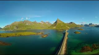 Fredvang bridges aerial This is Lofoten 360VR 8K [upl. by Kosel774]