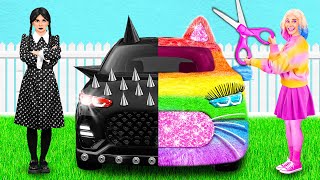 Rainbow Car vs Black Car Challenge by 4Teen Challenge [upl. by Halilak]