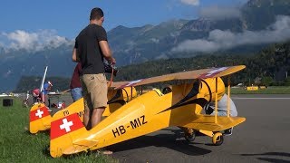 2x Big Bücker Bü 133C Jungmeister Ex U88 RC Model Aircraft Aerobatic Meiringen FAI opening Show [upl. by Carin]