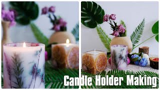 Candle Holder Making with Dried Flowers  How to Make DIY Candle Stand [upl. by Netsirhk]