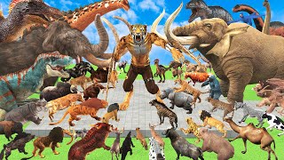 EPIC SABER TOOTH Death Run Who Will Win the Fight Zombie Mammoth Dinosaur Tiger Animal Revolt Battle [upl. by Liuka675]