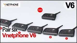 VNETPHONE V6  Pair six V6  motorcycle helmets bluetooth intercom [upl. by Nevek]