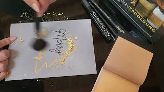 Kalligraphie vergolden Papiervergoldung mit Blattgold [upl. by Anthiathia]