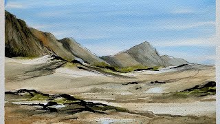 BEGINNERS Watercolor DESERT MOUNTAINS LOOSE Watercolour amp INK Landscape PAINTING TECHNIQUES Tutorial [upl. by Matland777]