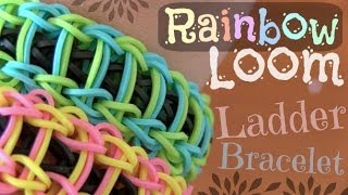 RAINBOW LOOM  Ladder Bracelet  How To  SoCraftastic [upl. by Carrel957]