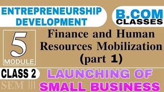 Kerala University BComEntrepreneurship DevelopmentFinance and human resource Mobilization [upl. by Akoek]