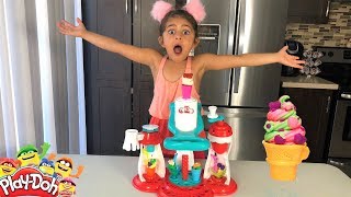 Sally Makes PlayDoh Ice Cream Creations with the Ultimate Swirl Ice Cream Maker pretend food play [upl. by Ximenes]