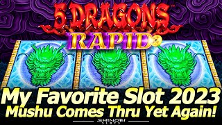 My Favorite Slot Machine of 2023 5 Dragons Rapid  Mushu Comes Through For Me Yet Again [upl. by Weidman]