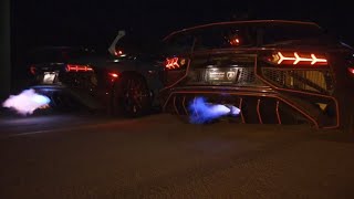 5 Lamborghini Aventador SVs shoot massive flames [upl. by Tjaden576]