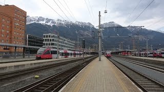 Diverse ÖBB treinenZügetrains op Innsbrück Hbf te Oostenrijk  1 april 2017 [upl. by Nodnar191]