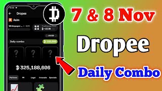 Dropee Daily Combo Today 7 amp 8 November  Dropped Daily Combo  Dropee Daily Combo🔥🔥 [upl. by Olegnaid]