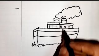 how to draw a ship easily  easy ship drawing step by step drawingeasy drawingtutorial [upl. by Nylirret632]