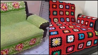 beautiful and colourful crochet sofa cover Ideas [upl. by Hako]