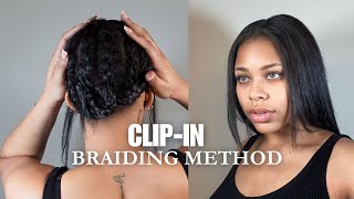 EASY CLIPIN BRAIDING METHOD  clipins on natural hair  Dom Kennedi [upl. by Vina643]