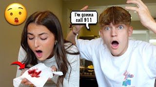 Coughing Up BLOOD PRANK On My BOYFRIEND he freaks out [upl. by Karwan]