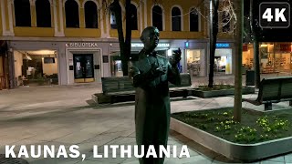 Walk in Kaunas Laisvės Alėja • NIGHT • 🇱🇹 [upl. by Bekki]