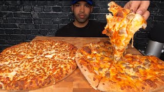 ASMR DOMINOS TRIPLE CHEESE amp PEPPERONI PIZZA  HAMBURGER PIZZA MUKBANG [upl. by Magnuson737]