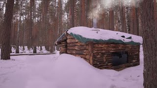 Dugout building AutumnWinter warm shelter in the woods start to finish [upl. by Zeuqirdor]