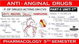 Antianginal drugs complete  Part5 Unit1  Pharmacology 5th Semester [upl. by Marley543]