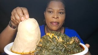 Asmr Mukbang delicious vegetable edikaikong soup with Oath fufu [upl. by Lusar]