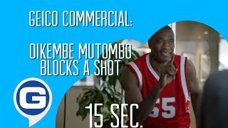 GEICO Commercial  Dikembe Mutombo Blocks A Shot 15 Second Version 🏀🕸️⛹️🫲 [upl. by Ahpla]